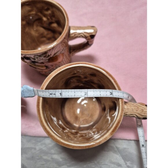 Vintage ARNEL'S Mushroom Mug Set Of 3 Coffee Tea MCM Ceramic Beige Brown Signed - Picture 7 of 8